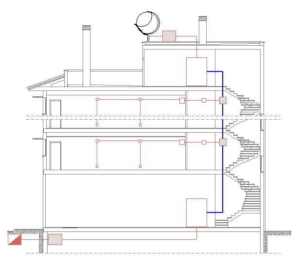 instalación en ducto de obra de albañilería